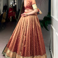 Stylish Rose Gold Shimmer Organza Lehenga Choli with Designer Dupatta for Women