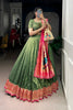 Graceful Olive Green Shimmer Organza Lehenga Choli with Designer Dupatta for Women