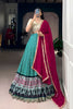 Teal Green Printed Lehenga Set Embroidered Blouse