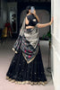 Midnight Black Embroidered Lehenga Set with Designer Printed Dupatta