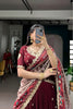 Wine Maroon Embroidered Lehenga Set Designer Printed Dupatta