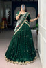 Emerald Green Embroidered Lehenga Set with Designer Printed Dupatta