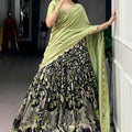 Pista Green Printed Lehenga Set with Embroidered Dupatta