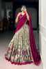 Magenta Floral Printed Lehenga Set with Embroidered Dupatta