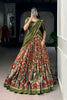 Rust Orange Floral Printed Lehenga Embroidered Dupatta