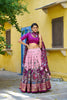 Elegant Pink Kalamkari Printed Lehenga Choli Elephant Motif Border Designer Dupatta