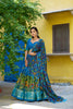 Royal Blue Kalamkari Printed Lehenga Choli Elephant Motif Border Dupatta