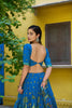 Royal Blue Kalamkari Printed Lehenga Choli Elephant Motif Border Dupatta