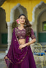 Elegant Wine Purple Embroidered Lehenga Choli Designer Dupatta for Wedding