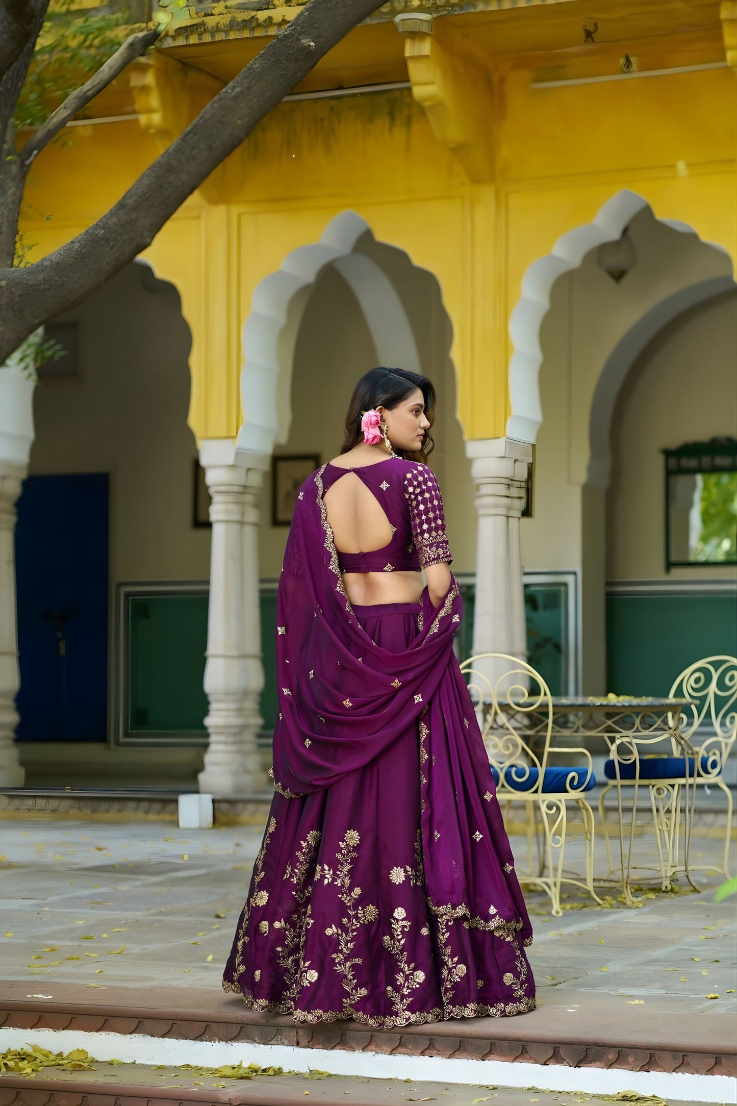 Elegant Wine Purple Embroidered Lehenga Choli Designer Dupatta for Wedding