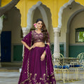 Elegant Wine Purple Embroidered Lehenga Choli Designer Dupatta for Wedding