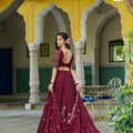 Elegant Maroon Embroidered Lehenga Choli Designer Dupatta Wedding