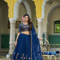 Elegant Navy Blue Embroidered Lehenga Choli Designer Dupatta Wedding