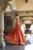 Elegant Rust Orange Embroidered Lehenga Choli Designer Dupatta for Wedding