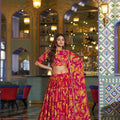 Elegant Hot Pink Floral Printed Lehenga Choli Designer Dupatta for Wedding