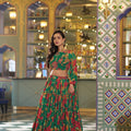 Elegant Emerald Green Floral Printed Lehenga Choli Dupatta Wedding
