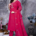 Elegant Rani Pink Embroidered Straight Salwar Suit Designer Dupatta