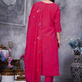 Elegant Rani Pink Embroidered Straight Salwar Suit Designer Dupatta