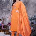 Graceful Orange Embroidered Straight Salwar Suit Designer Dupatta