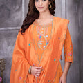 Graceful Orange Embroidered Straight Salwar Suit Designer Dupatta