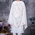 Elegant White Embroidered Straight Salwar Suit Designer Dupatta