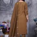 Elegant Coffee Brown Embroidered Straight Salwar Suit Designer Dupatta