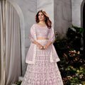 Elegant Lavender Embroidered Lehenga Choli Designer Net Dupatta Wedding