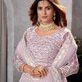 Elegant Lavender Embroidered Lehenga Choli Designer Net Dupatta Wedding