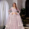 Elegant Lavender Embroidered Lehenga Choli Designer Net Dupatta Wedding