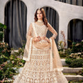 Vibrant Beige Heavy Embroidered Lehenga Choli Designer Net Dupatta For Wedding