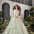 Beautiful Mint Green Heavy Embroidered Lehenga Choli Designer Net Dupatta
