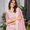 Beautiful Baby Pink Heavy Embroidered Lehenga Choli with Designer Net Dupatta