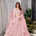 Beautiful Baby Pink Heavy Embroidered Lehenga Choli Designer Net Dupatta