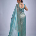 Royal Sea Green Kanjivaram Pure Silk Saree  Embroidered Border Blouse Piece