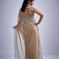 Elegant Golden Kanjivaram Pure Silk Saree Heavy Embroidered Border Blouse Piece