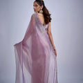 Elegant Lavender Kanjivaram Pure Silk Saree Heavy Embroidered Border Blouse Piece