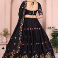 Stylish Black Star Georgette Embroidered Printed Lehenga Choli Dupatta for Wedding
