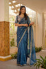 Royal Navy Blue Art Silk Saree Embroidered Border Designer Blouse