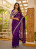 Premium Purple Art Silk Saree Embroidered Border Designer Blouse