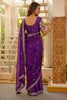 Premium Purple Art Silk Saree Embroidered Border Designer Blouse