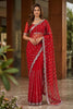 Vibrant Red Art Silk Saree with Heavy Embroidery Work and Designer Blouse