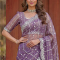 Royal Lavender Purple Art Silk Saree Heavy Embroidery Work and Designer Blouse