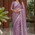Royal Lavender Purple Art Silk Saree Heavy Embroidery Work and Designer Blouse