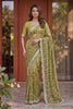 Beautifull Olive Green Art Silk Saree Heavy Embroidery Work and Designer Blouse