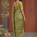 Beautifull Olive Green Art Silk Saree Heavy Embroidery Work and Designer Blouse