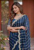 Royal Navy Blue Art Silk Saree Heavy Sequin Embroidery Work Designer Blouse