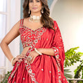 Elegant Orange Chinon Silk Embroidered Lehenga Choli with Designer Dupatta for Wedding