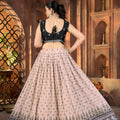 Stylish Beige Faux Georgette Embroidered Lehenga Choli with Designer Dupatta for Wedding