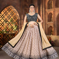 Stylish Beige Faux Georgette Embroidered Lehenga Choli with Designer Dupatta for Wedding