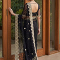 Luxury Black Net Heavy Embroidered Blouse Piece for Wedding
